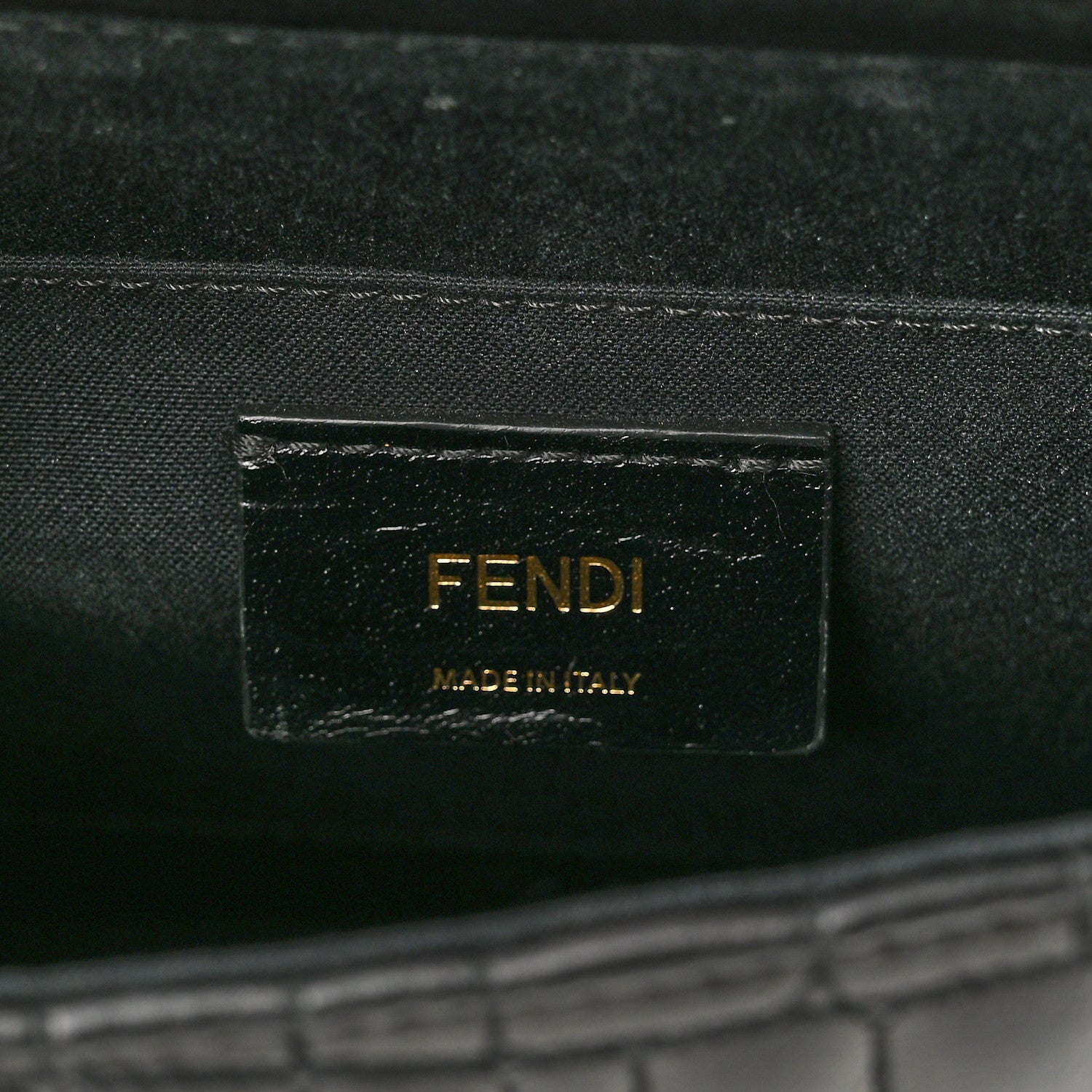 Fendi Nappa Calfskin Crocodile Trapuntata Demi Jour Shoulder Bag Black 6 of 11