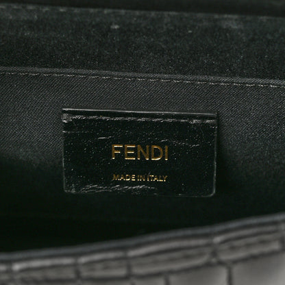 Fendi Nappa Calfskin Crocodile Trapuntata Demi Jour Shoulder Bag Black 6 of 11