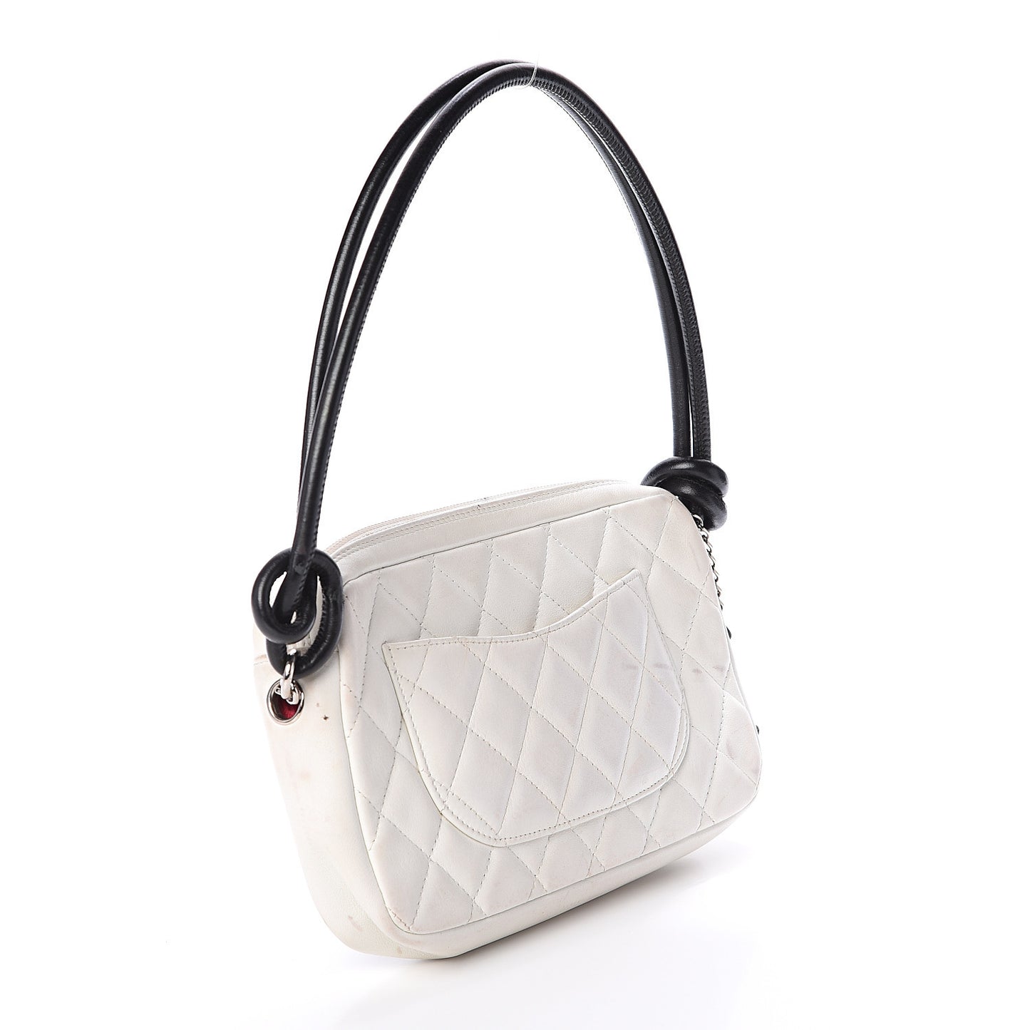 Calfskin Quilted Cambon Pochette White Black
