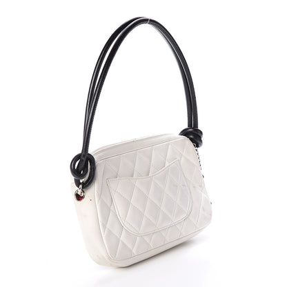 Chanel Calfskin Quilted Cambon Pochette White Black 2 of 9