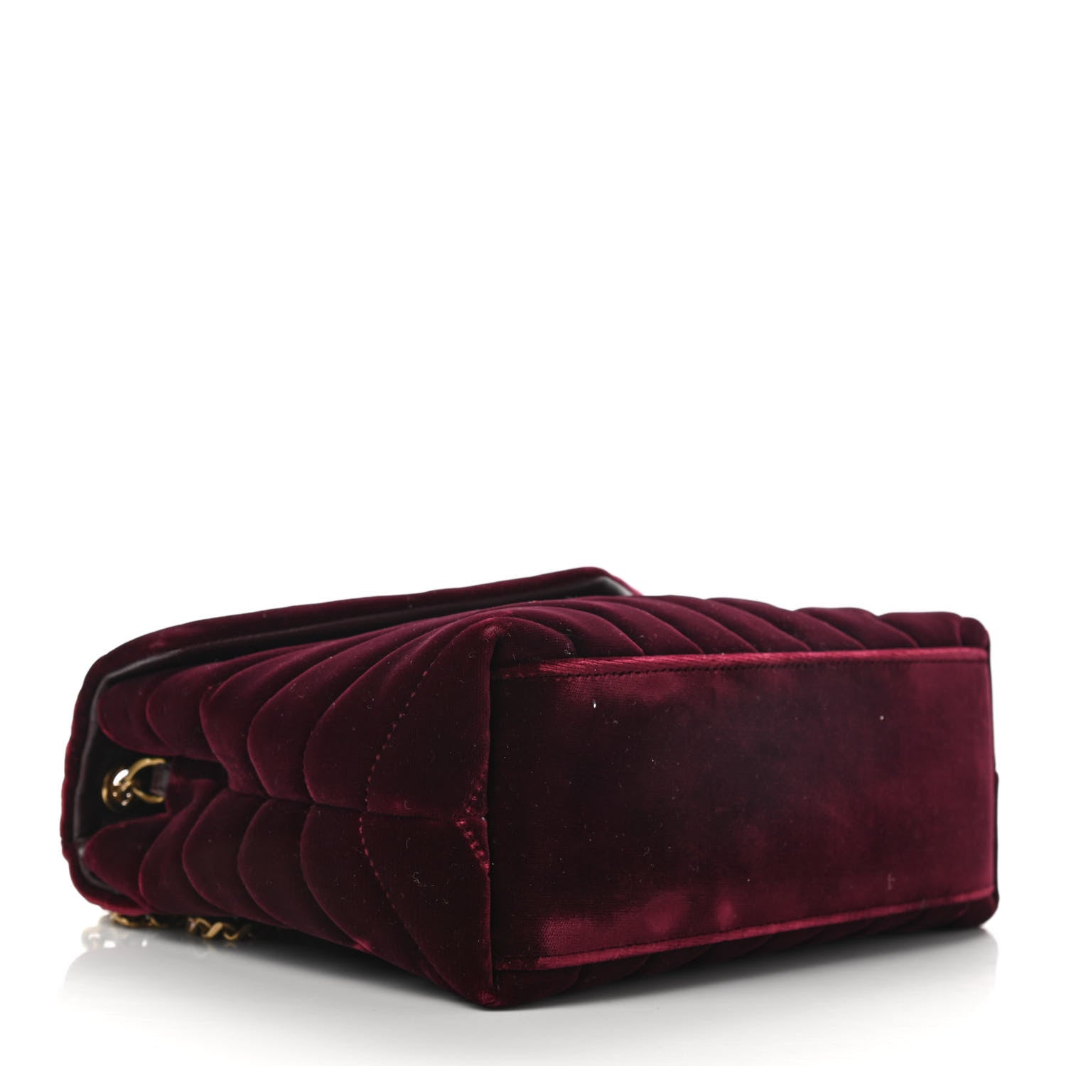 Saint Laurent Velvet Y Quilted Monogram Small Loulou Chain Satchel Burgundy 4 of 9