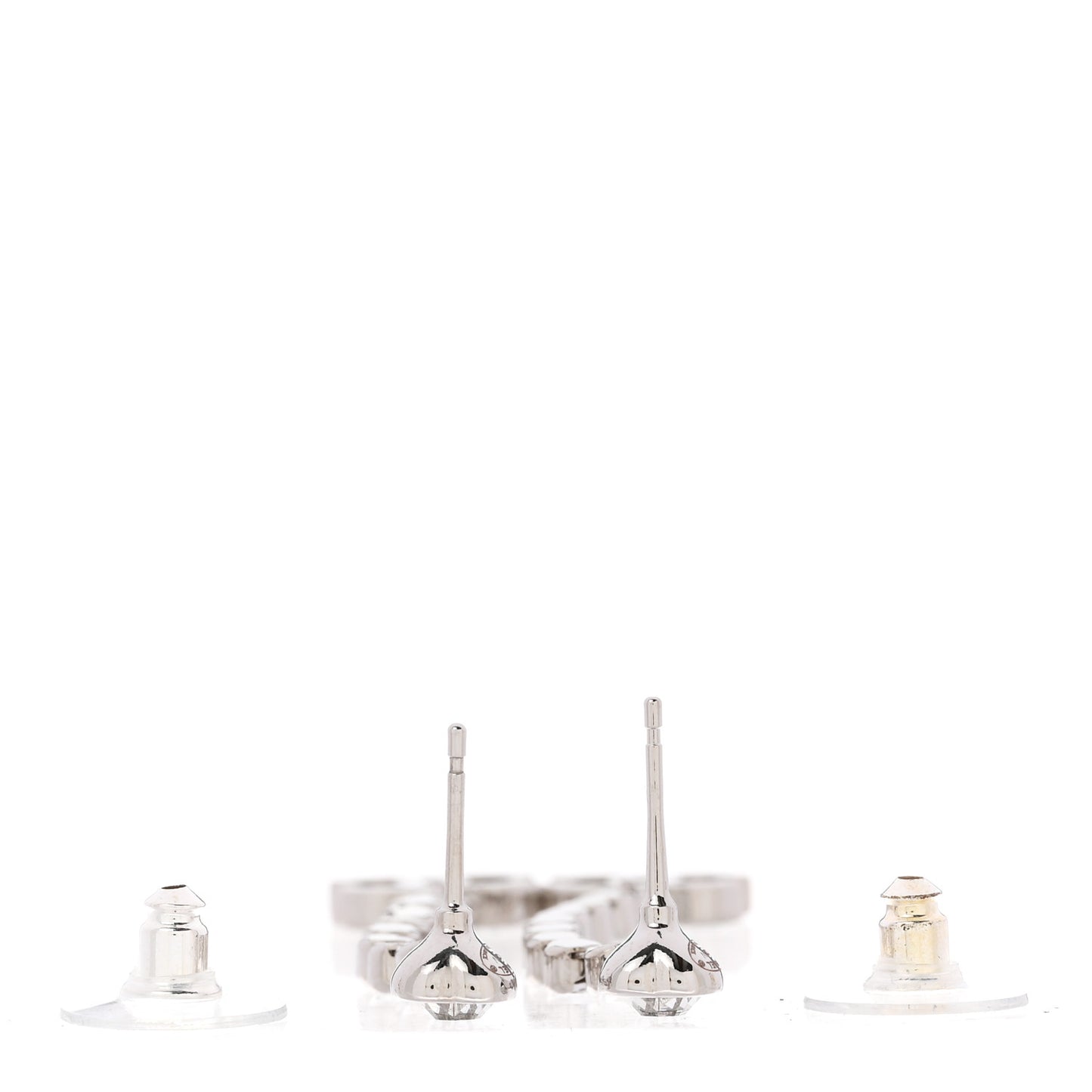 Crystal CC Heart Drop Earrings Silver