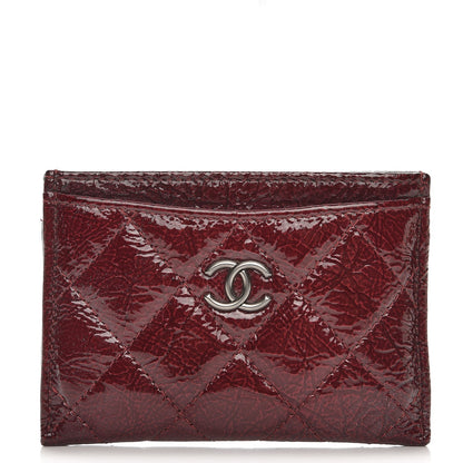 Chanel Distressed Patent Quilted Card Holder Bordeaux 1 of 9