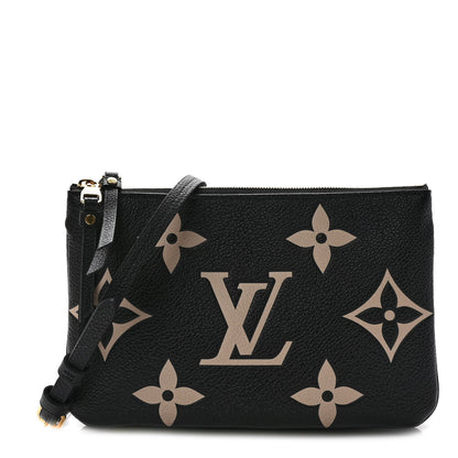 Louis Vuitton Empreinte Monogram Giant Double Zip Pochette Black Cream 1 of 10