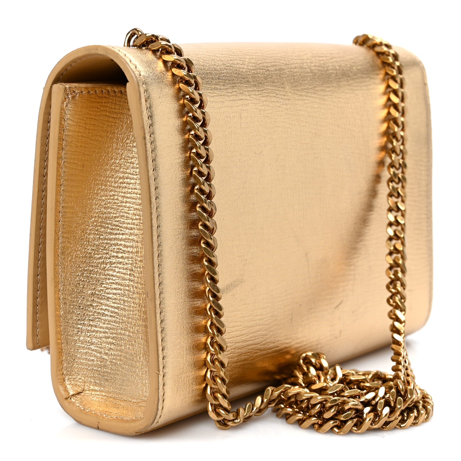 Saint Laurent Metallic Calfskin Small Classic Monogram Kate Tassel