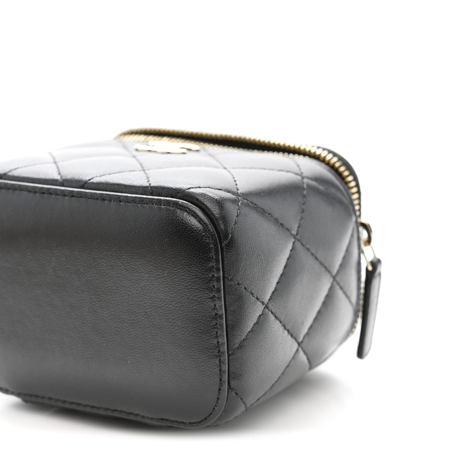 Chanel Lambskin Quilted Mini Camellia Bow Vanity Case With Chain Black 10 of 10