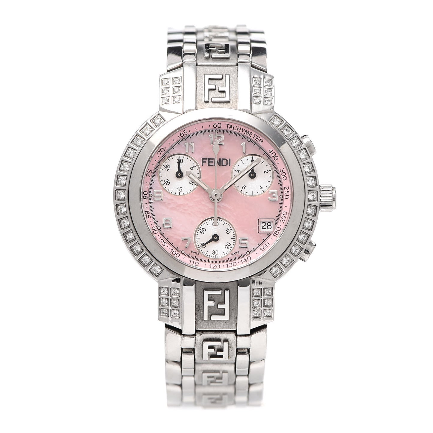 Stainless Steel Diamond Bezel Pink Mother of Pearl 32mm Orologi Zucca Chronograph Quartz Watch