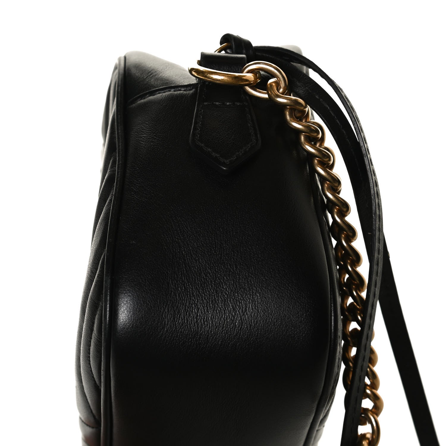 Gucci Calfskin Matelasse Small GG Marmont Chain Shoulder Bag Black 14 of 15