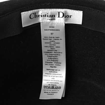 Christian Dior Rabbit Felt Veil Hat 57 Black 6 of 6