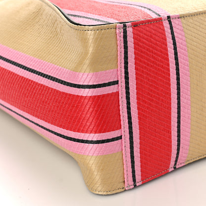 Stella McCartney Raffia Striped Logo Tote Red 7 of 8