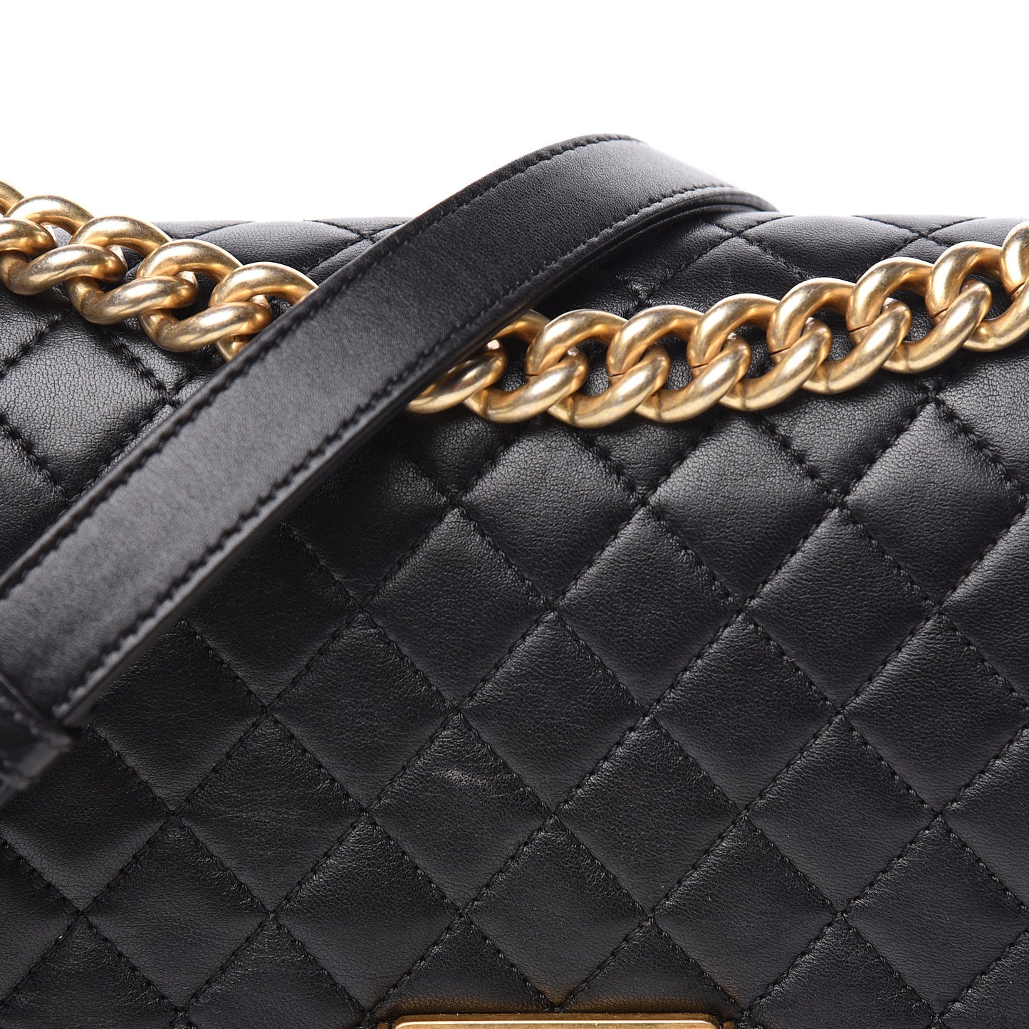 Lambskin Quilted Medium Boy Flap Black