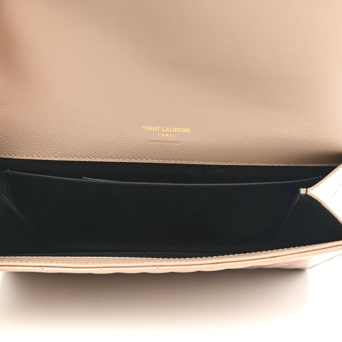 Grain De Poudre Textured Mixed Matelasse Triquilt Monogram Clutch Dark Beige