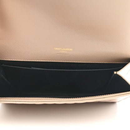 Saint Laurent Grain De Poudre Textured Mixed Matelasse Triquilt Monogram Clutch Dark Beige 5 of 11