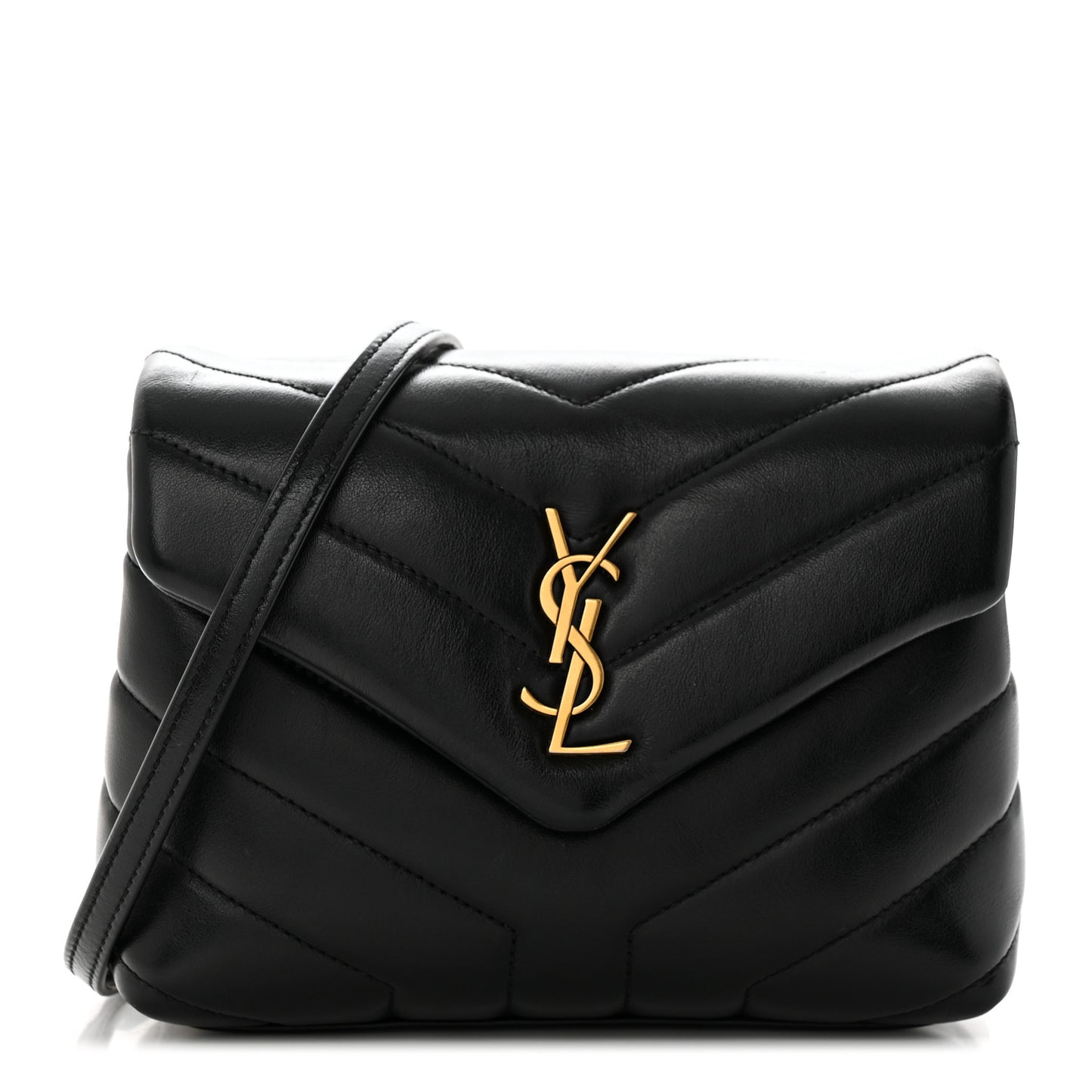 Calfskin Y Quilted Monogram Toy Loulou Crossbody Bag Black