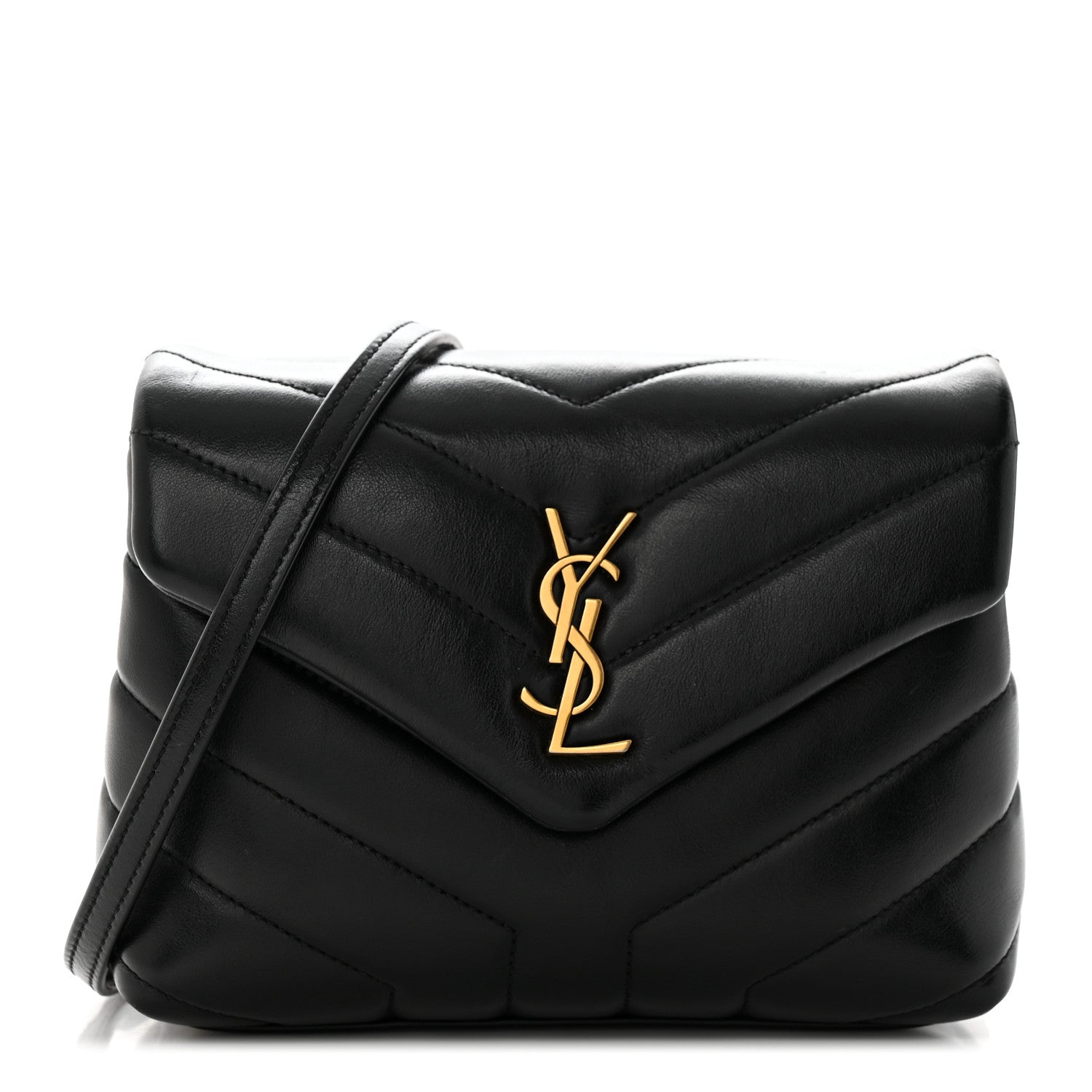 Saint Laurent Calfskin Y Quilted Monogram Toy Loulou Crossbody Bag Black 1 of 19