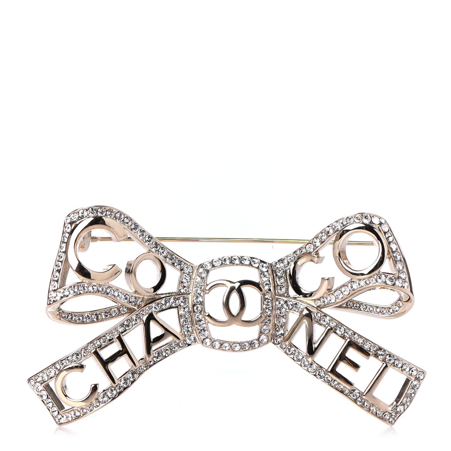 Metal Crystal Bow-tiful CC Brooch Gold