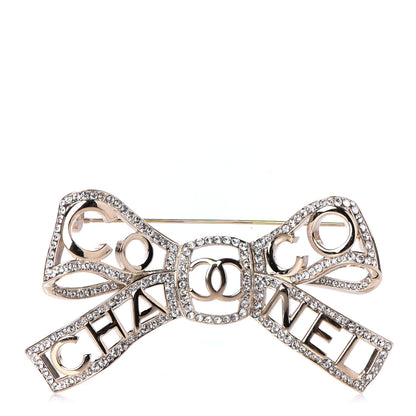 Chanel Metal Crystal Bow-tiful CC Brooch Gold 1 of 4