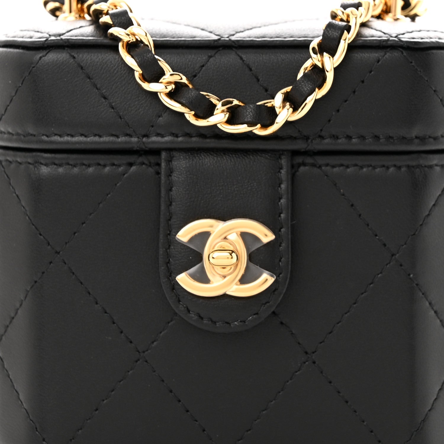 Chanel Lambskin Quilted Vanity Clutch With Chain Black 8 of 11