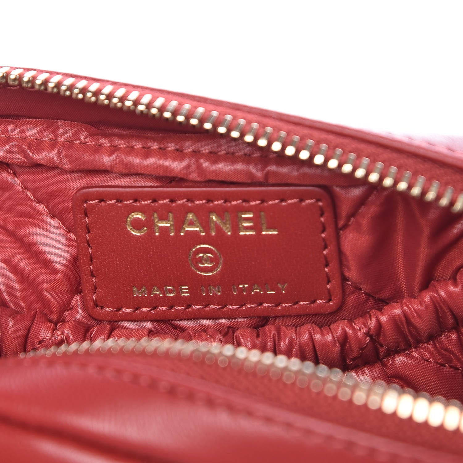 Chanel Lambskin Quilted Small Curvy Pouch Cosmetic Case Red 6 of 10