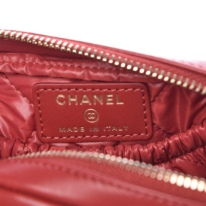 Chanel Lambskin Quilted Small Curvy Pouch Cosmetic Case Red 6 of 10