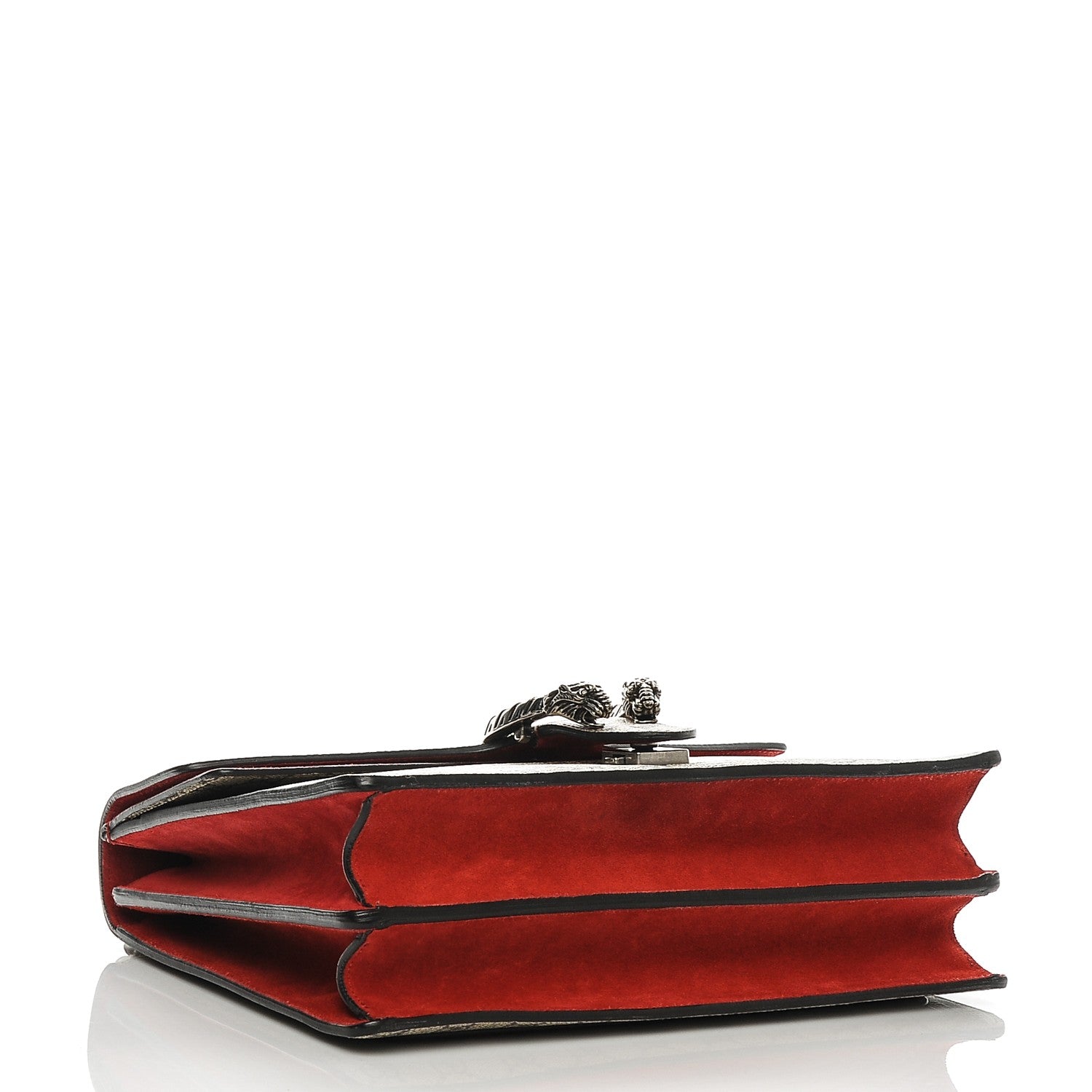 Gucci GG Supreme Monogram Suede Cudu Medium Dionysus Shoulder Bag Beige Ebony Vulcanic Red 4 of 7