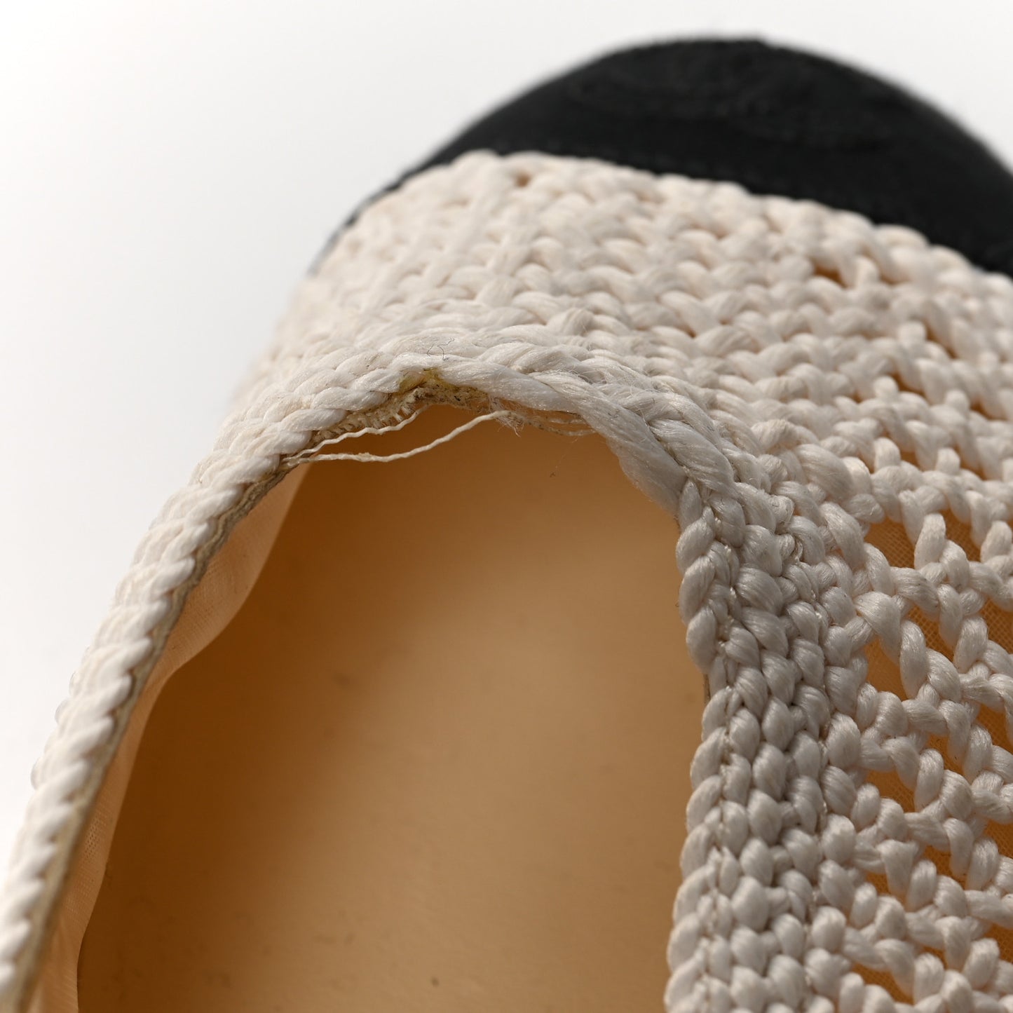 Crochet Cap Toe Ballerina Flats 38 Light Beige