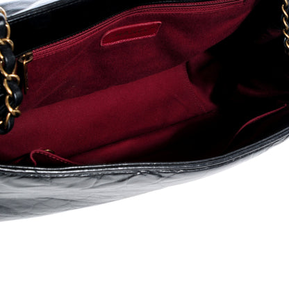 Chanel Aged Calfskin Quilted Large Pondichery Flap Black 5 of 8