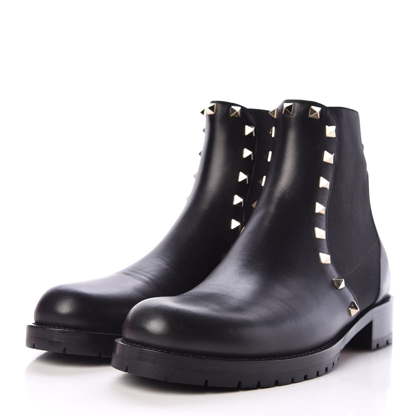 Calfskin Rockstud Beatle Chelsea 20mm Ankle Boots 39 Black