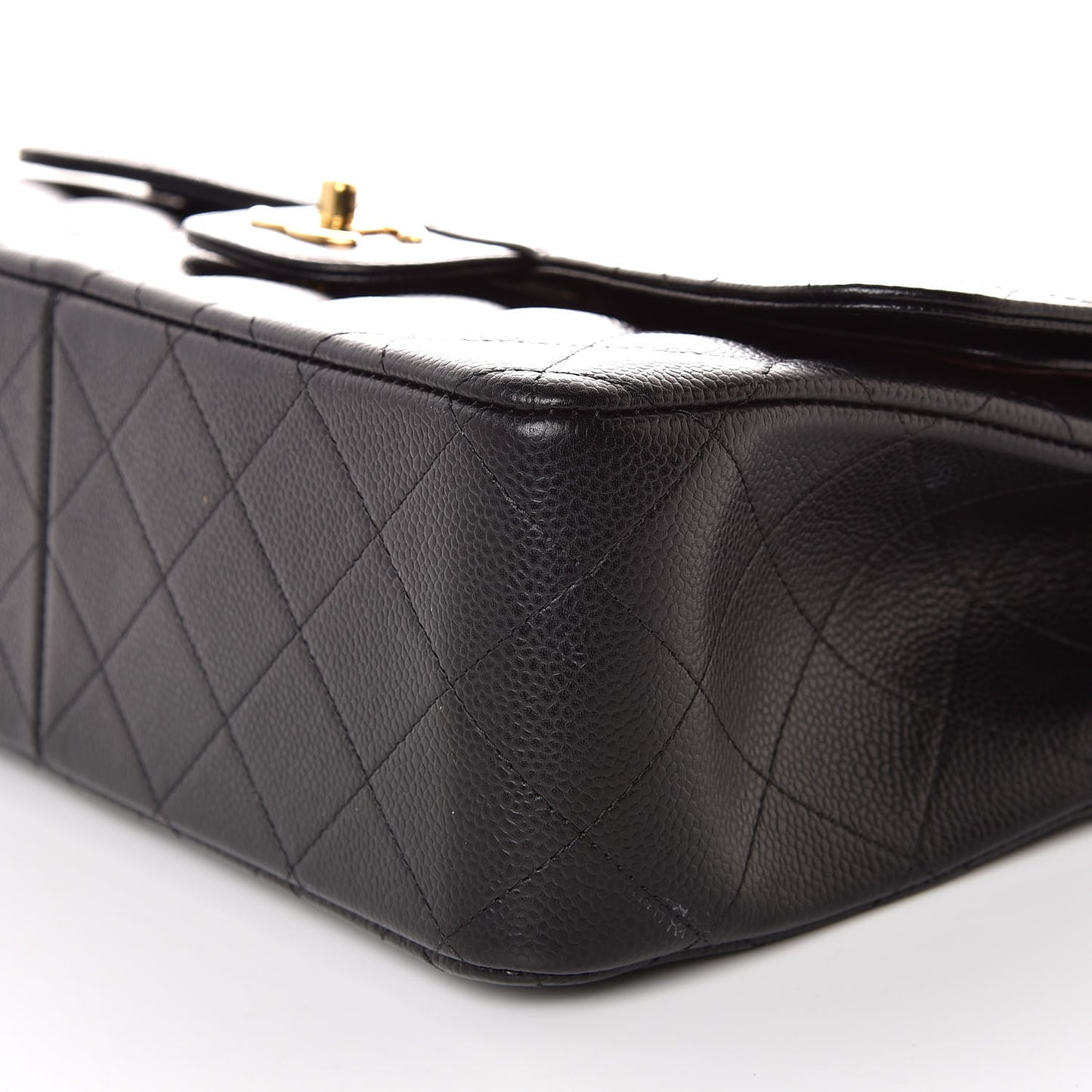 Caviar Quilted Jumbo Double Flap Black