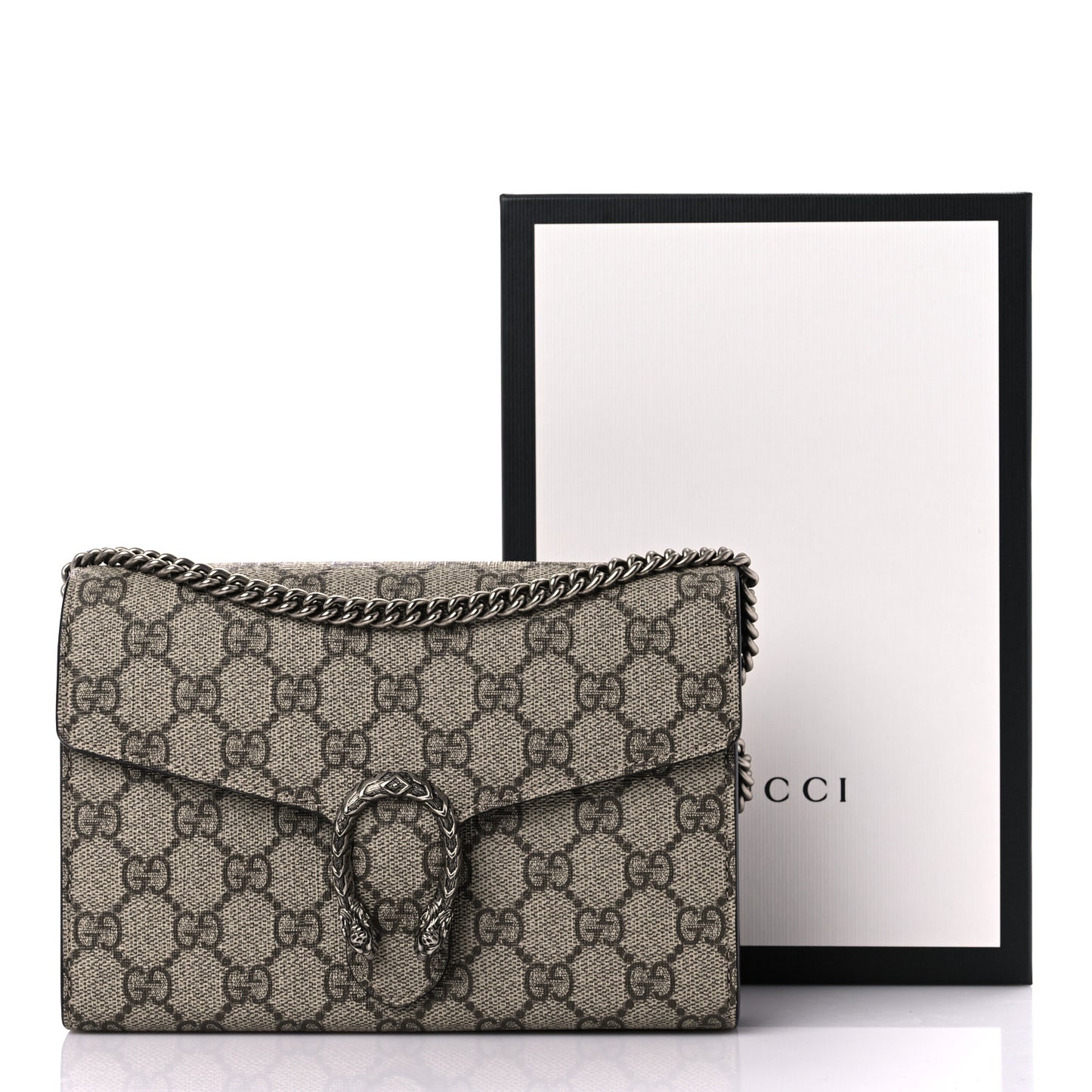 GG Supreme Monogram Mini Dionysus Chain Wallet Beige Black