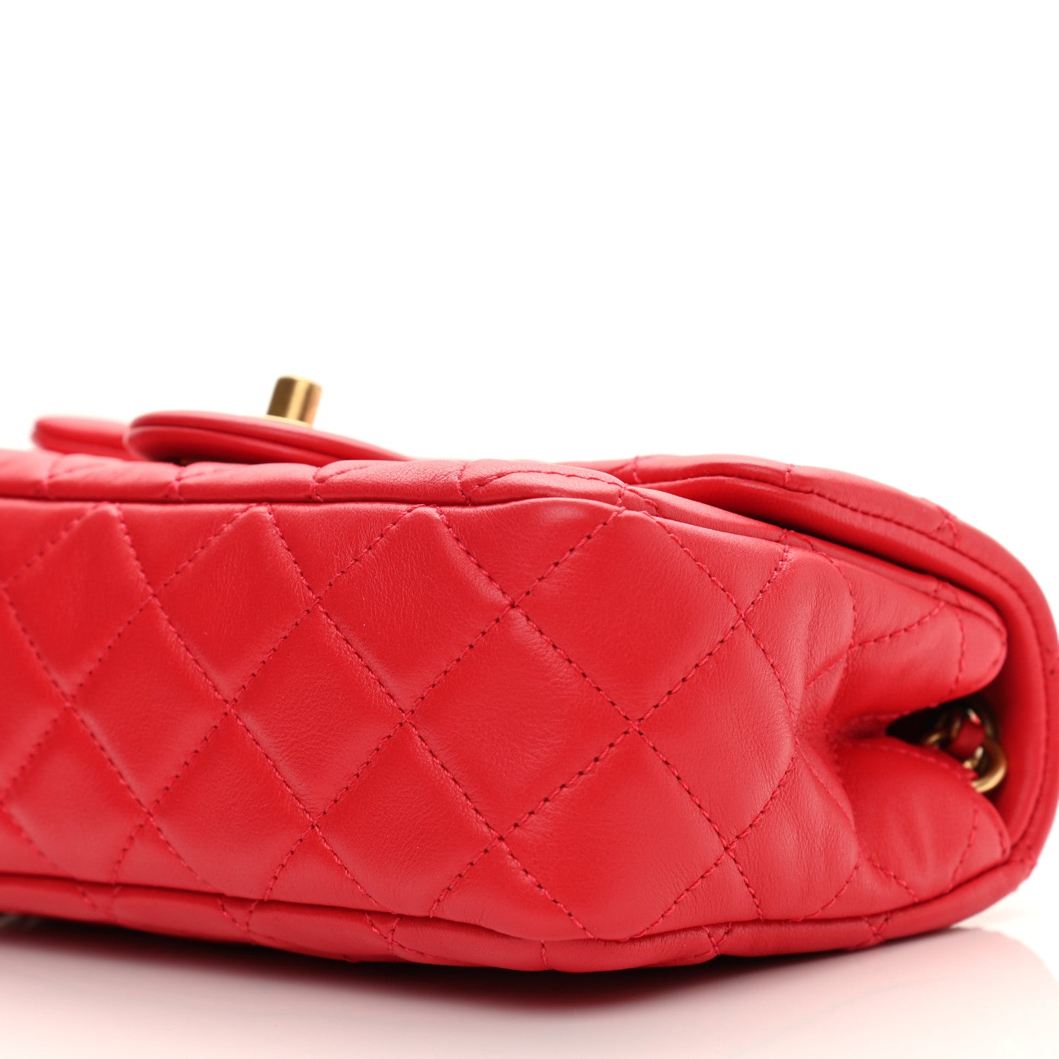 Chanel Lambskin Quilted Mini Rectangular Pearl Crush Flap Red 10 of 11