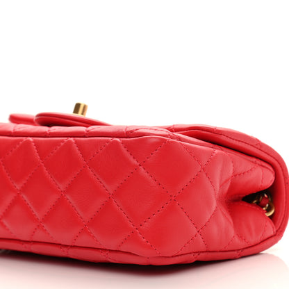Chanel Lambskin Quilted Mini Rectangular Pearl Crush Flap Red 10 of 11