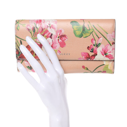 Gucci Calfskin Blooms Print Continental Wallet Pink Apricot Multicolor 2 of 12