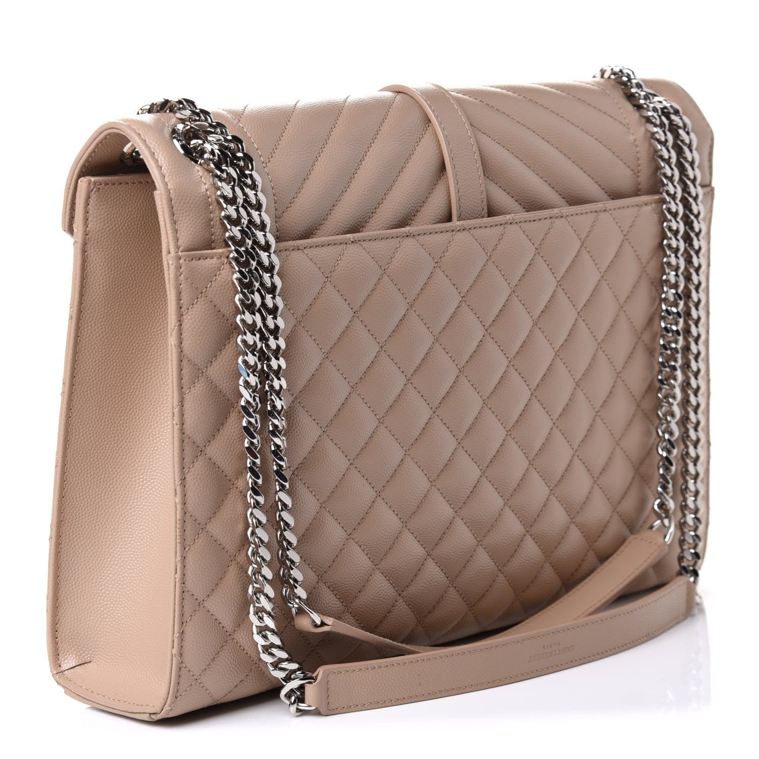 Saint Laurent Grain De Poudre Large Tri-Quilt Monogram Satchel Dark Beige 2 of 9