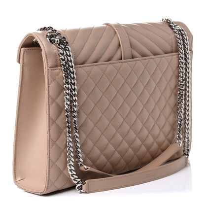 Saint Laurent Grain De Poudre Large Tri-Quilt Monogram Satchel Dark Beige 2 of 9
