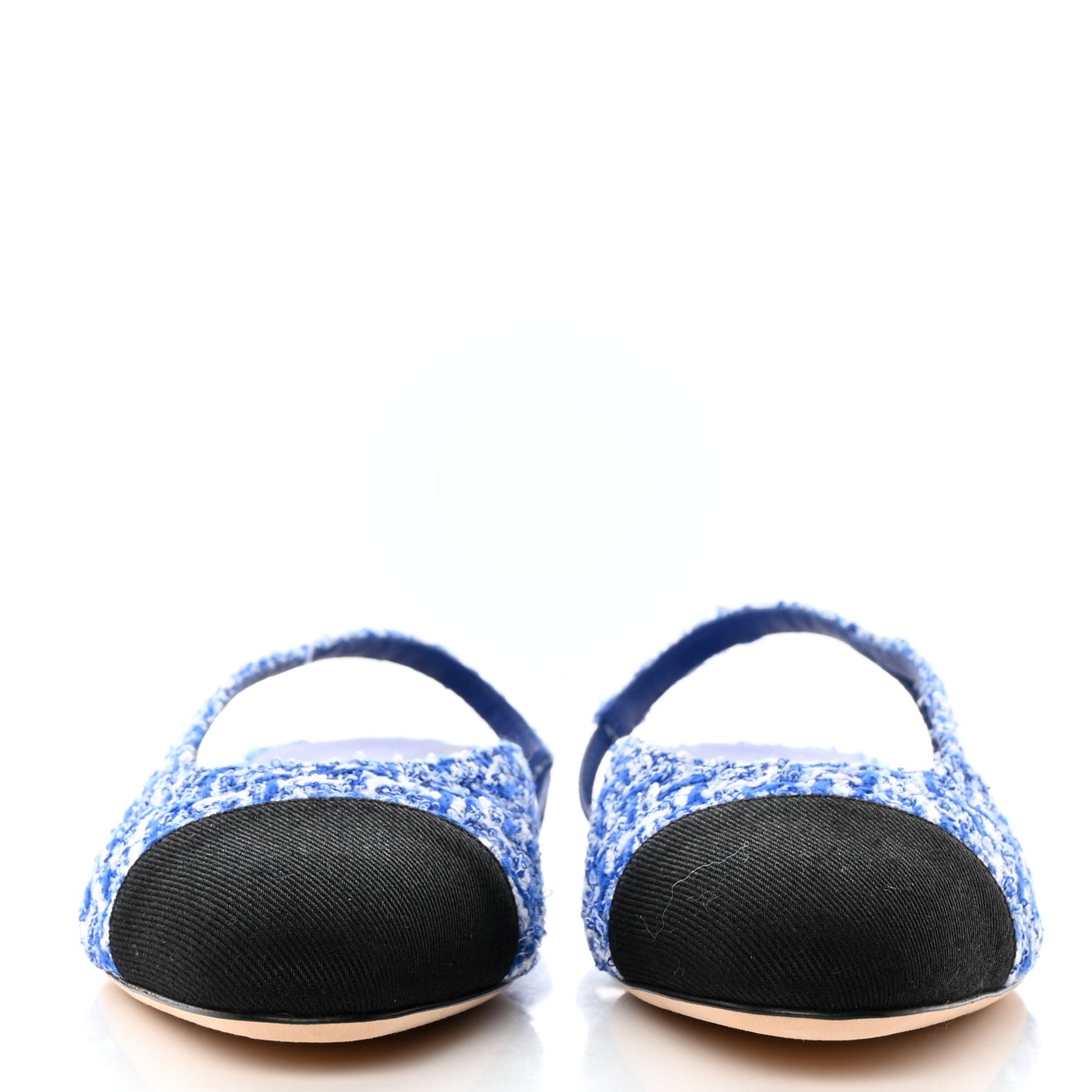 Tweed Cap Toe CC Slingback Flat 39 Blue Black