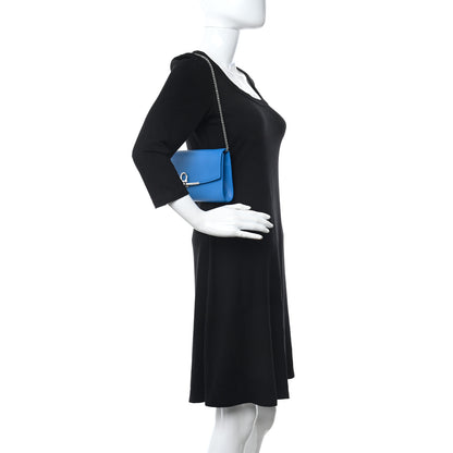 Salvatore Ferragamo Hammered Calfskin Mini Gancini Icona Bag Blue 2 of 10