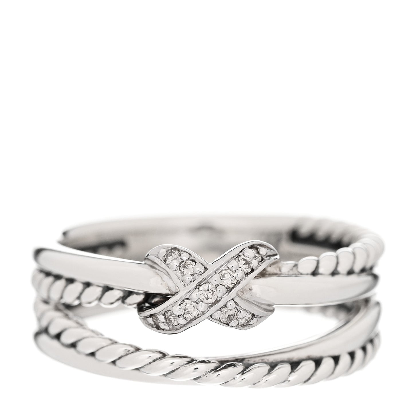 Sterling Silver Diamond X Crossover Ring 50 5.5