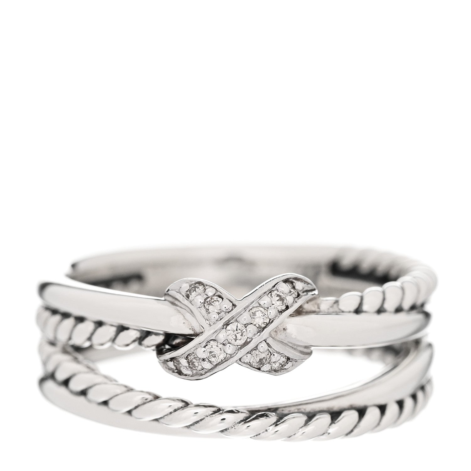 David Yurman Sterling Silver Diamond X Crossover Ring 50 5.5 1 of 5
