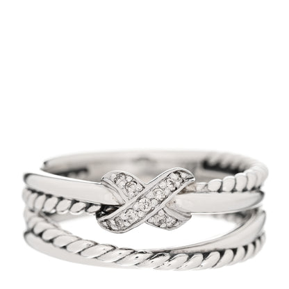David Yurman Sterling Silver Diamond X Crossover Ring 50 5.5 1 of 5