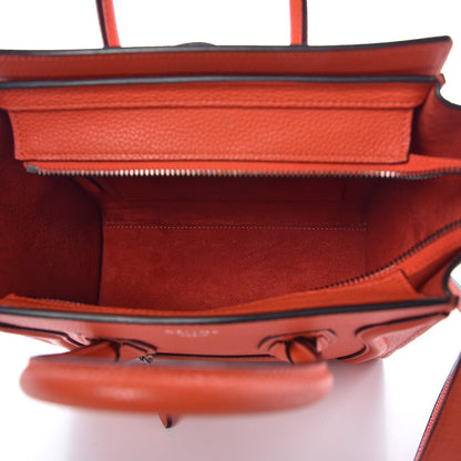 Celine Drummed Calfskin Nano Luggage Vermillion 6 of 15