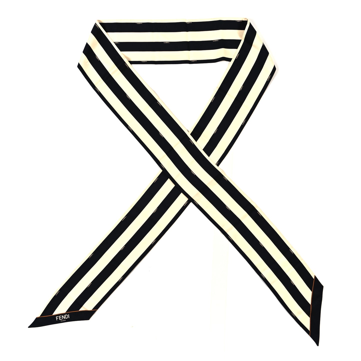 Silk Wrappy Striped Scarf Black White