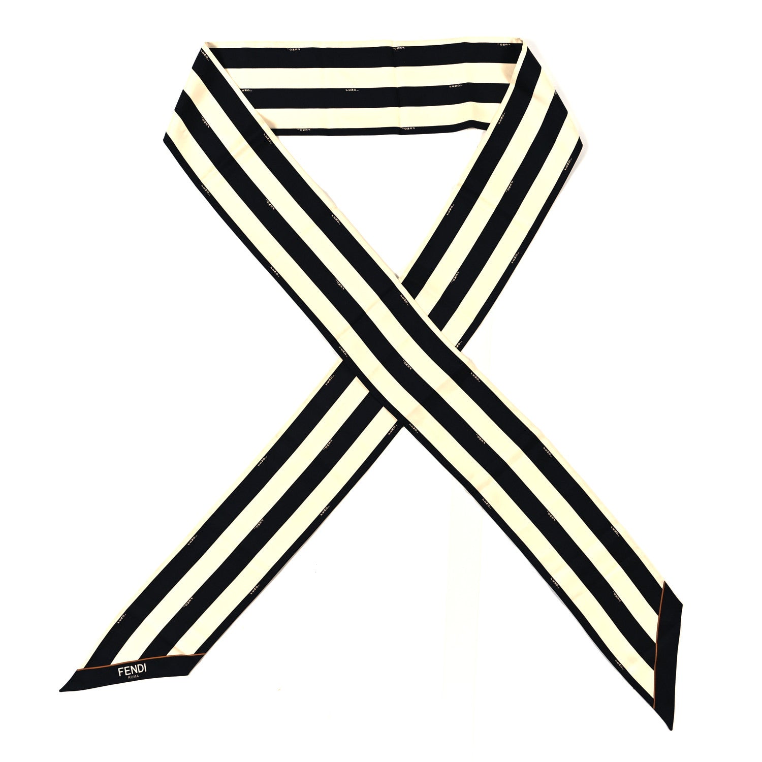 Fendi Silk Wrappy Striped Scarf Black White 1 of 4