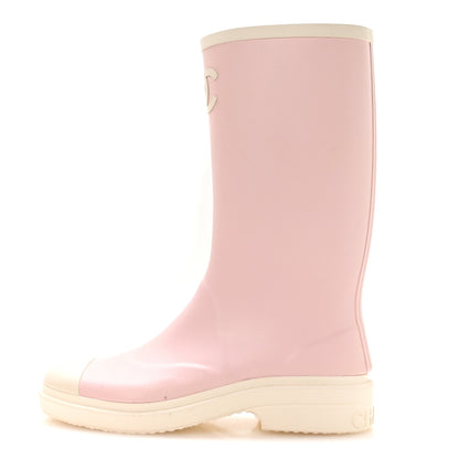 Chanel Caoutchouk CC High Boots 39 Light Pink White 1 of 9