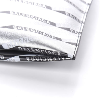 Balenciaga Metallic Calfskin Losange Monogram Plastic Bag Shopper S Silver Black White 9 of 10