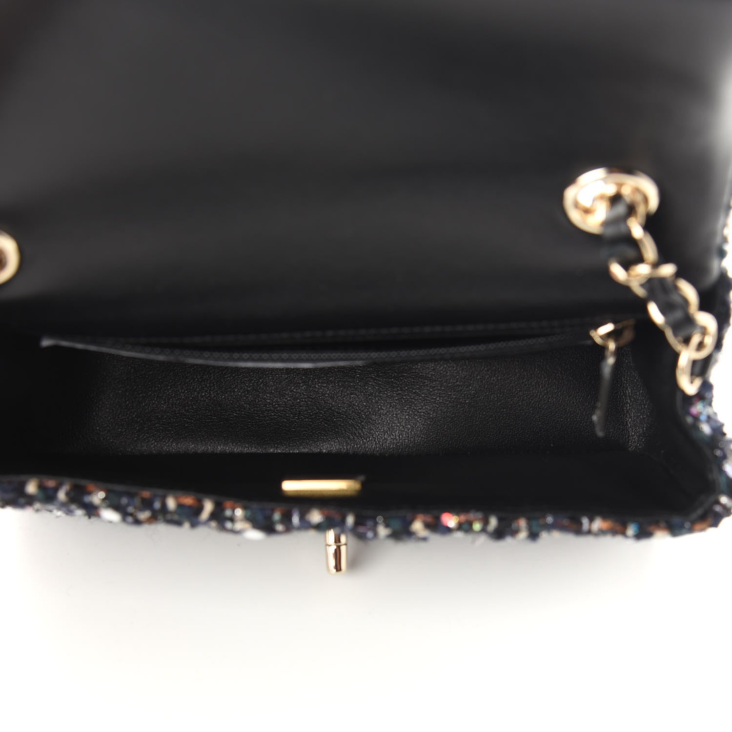 Chanel Glittered Tweed Quilted Mini Rectangular Flap Navy Blue Mulitcolor 5 of 9