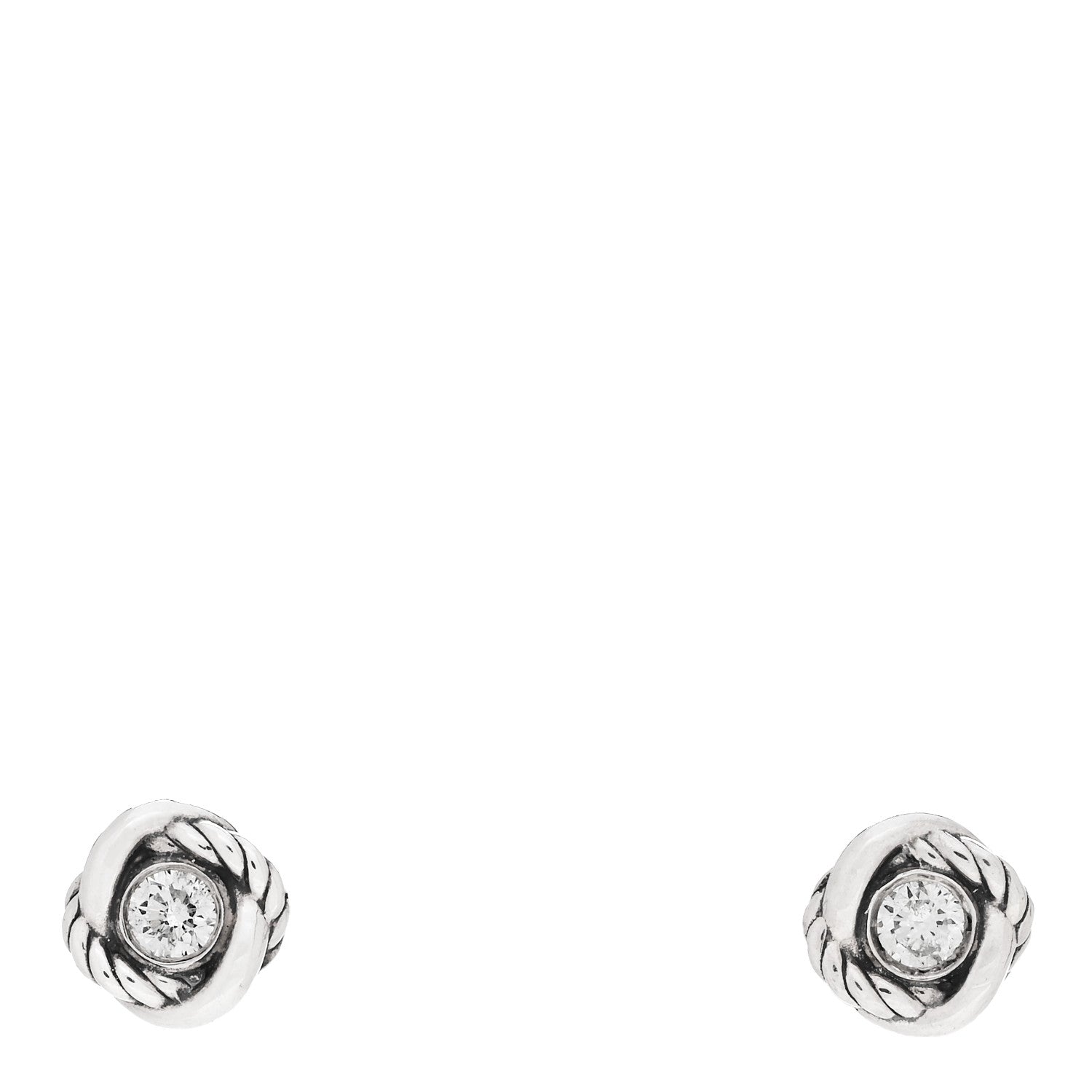 David Yurman Sterling Silver Diamond 7mm Infinity Stud Earrings 1 of 4