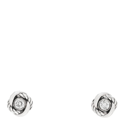 David Yurman Sterling Silver Diamond 7mm Infinity Stud Earrings 1 of 4