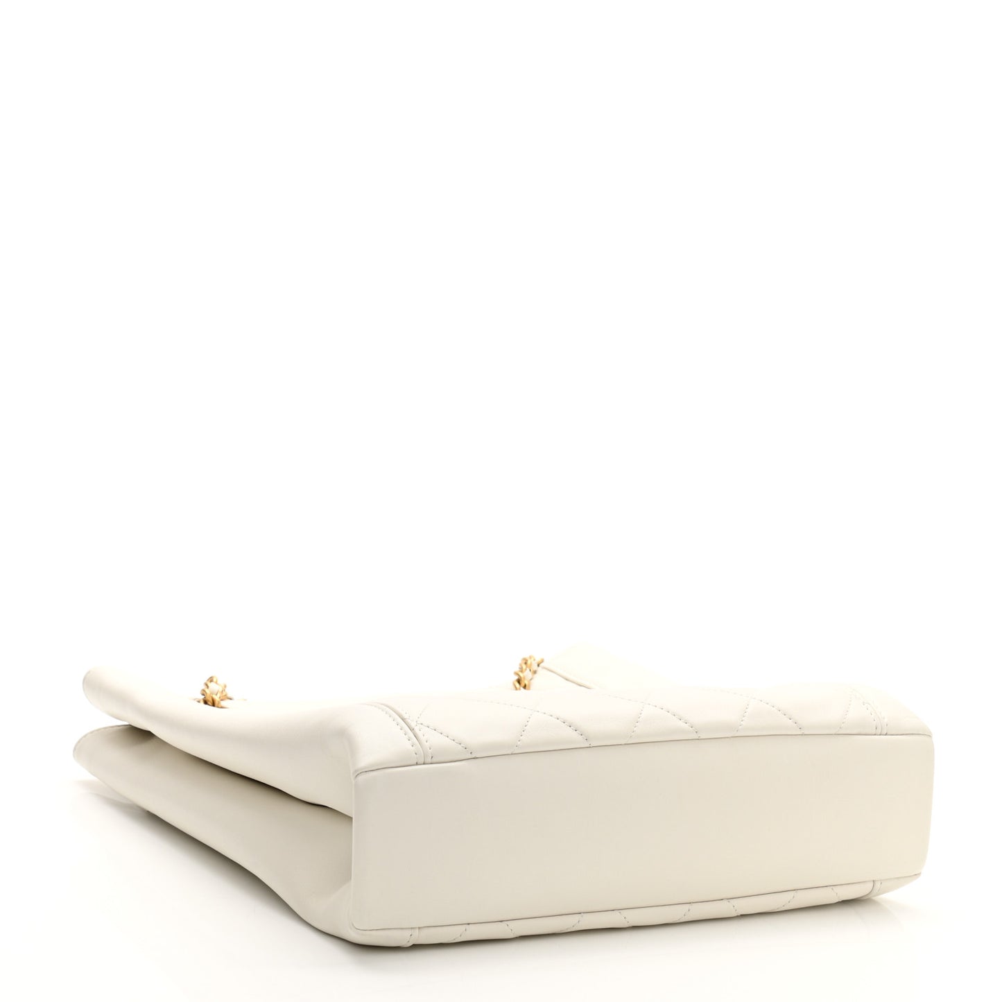 Calfskin Quilted Small Shopping Tote White