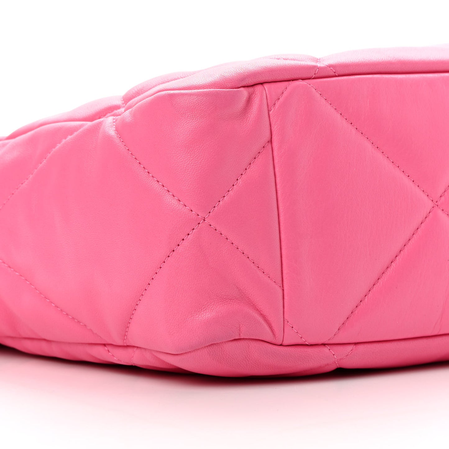 Lambskin Quilted Chanel 19 East West Shopping Bag Dark Pink